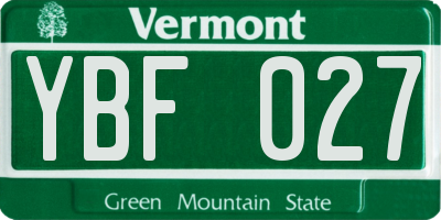 VT license plate YBF027
