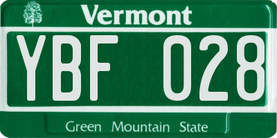 VT license plate YBF028