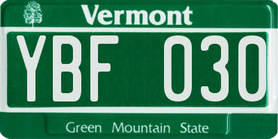 VT license plate YBF030