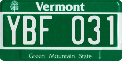 VT license plate YBF031