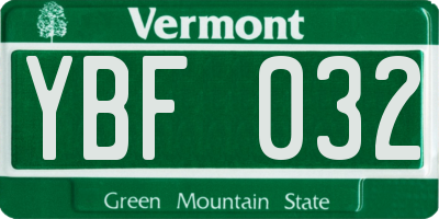 VT license plate YBF032