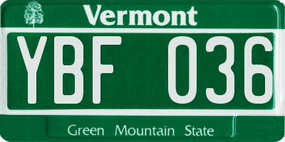 VT license plate YBF036