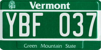 VT license plate YBF037