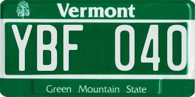VT license plate YBF040