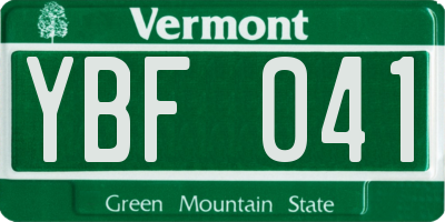 VT license plate YBF041