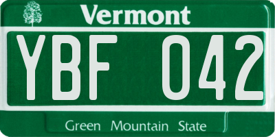 VT license plate YBF042