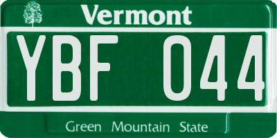 VT license plate YBF044