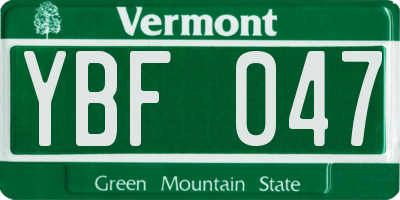 VT license plate YBF047