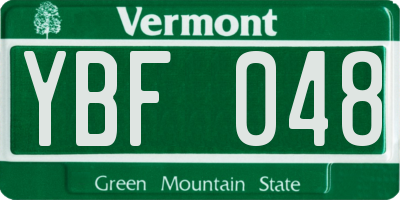 VT license plate YBF048