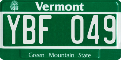 VT license plate YBF049