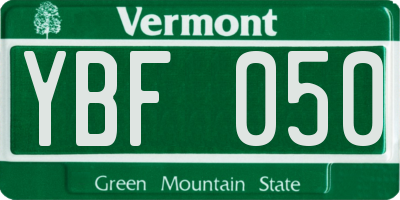 VT license plate YBF050