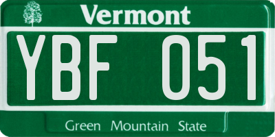 VT license plate YBF051
