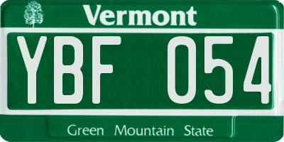 VT license plate YBF054