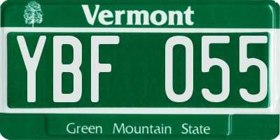 VT license plate YBF055