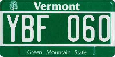 VT license plate YBF060