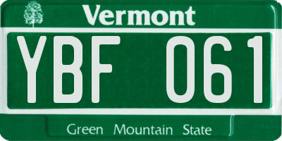 VT license plate YBF061