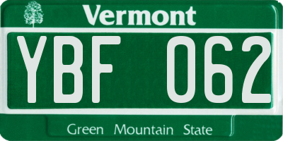 VT license plate YBF062