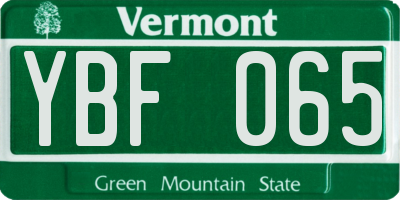 VT license plate YBF065
