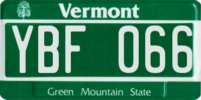 VT license plate YBF066