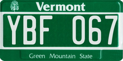 VT license plate YBF067