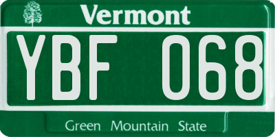 VT license plate YBF068
