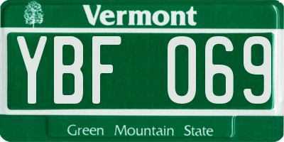 VT license plate YBF069