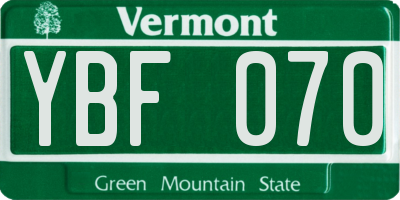 VT license plate YBF070