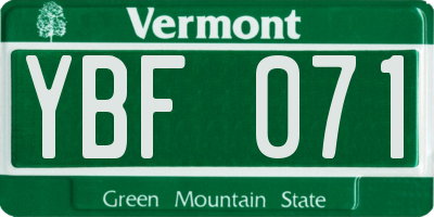 VT license plate YBF071