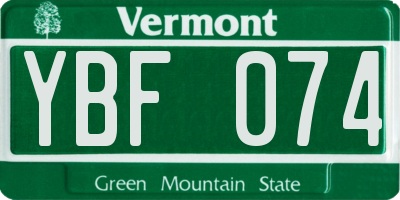 VT license plate YBF074