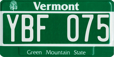 VT license plate YBF075