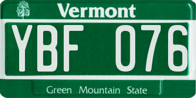 VT license plate YBF076