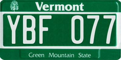 VT license plate YBF077