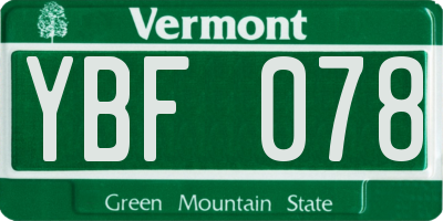 VT license plate YBF078