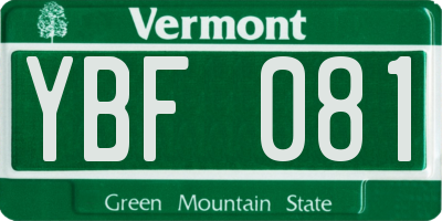 VT license plate YBF081
