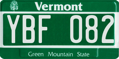 VT license plate YBF082