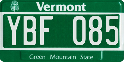 VT license plate YBF085