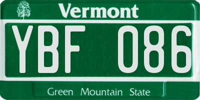 VT license plate YBF086