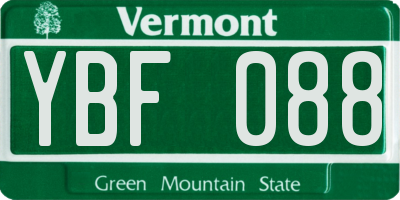 VT license plate YBF088