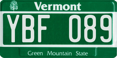 VT license plate YBF089