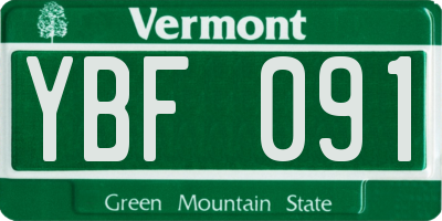 VT license plate YBF091