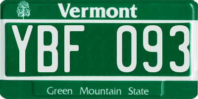 VT license plate YBF093
