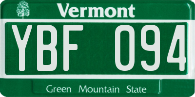 VT license plate YBF094