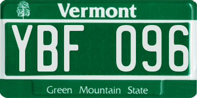 VT license plate YBF096
