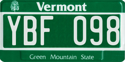 VT license plate YBF098