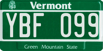 VT license plate YBF099