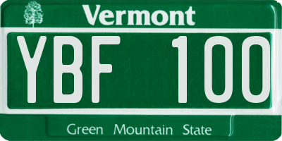 VT license plate YBF100