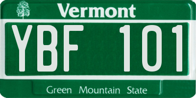 VT license plate YBF101
