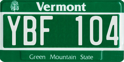 VT license plate YBF104
