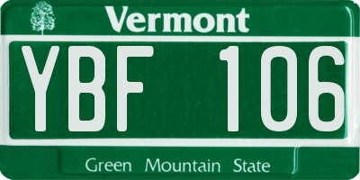 VT license plate YBF106