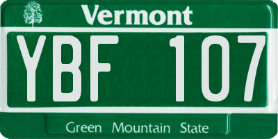 VT license plate YBF107